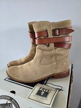 FRYE SHIRLEY STRAPPY SHORT BOOT in STONE size 9.5